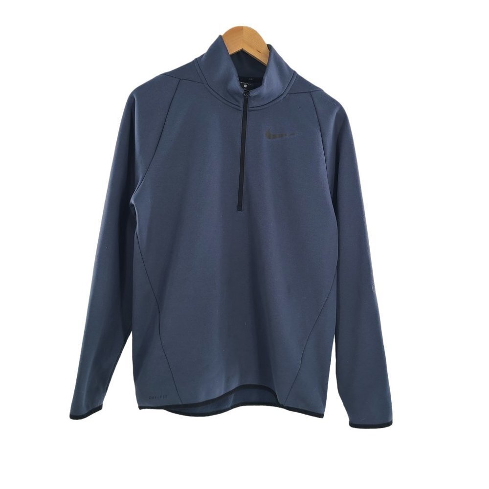Nike Dri Fit Therma Fleece 1/4 Zip Pullover Blue Mens Small S